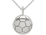 Sterling Silver Classic Soccer ball (Football) Charm Pendant Necklace with Chain